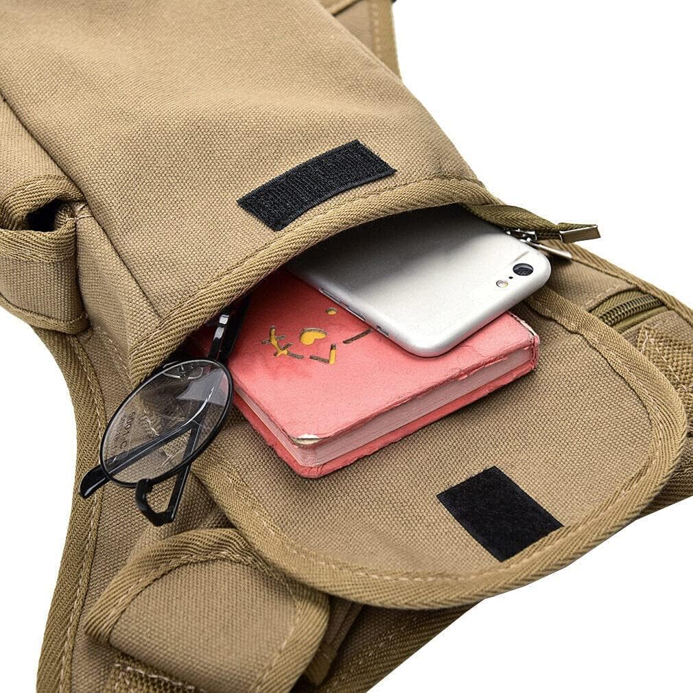 Xieben Herren Sturzbeintasche für Motorradfahrer, taktisch, Steampunk-Canvas, für Reisen, Wandern, T