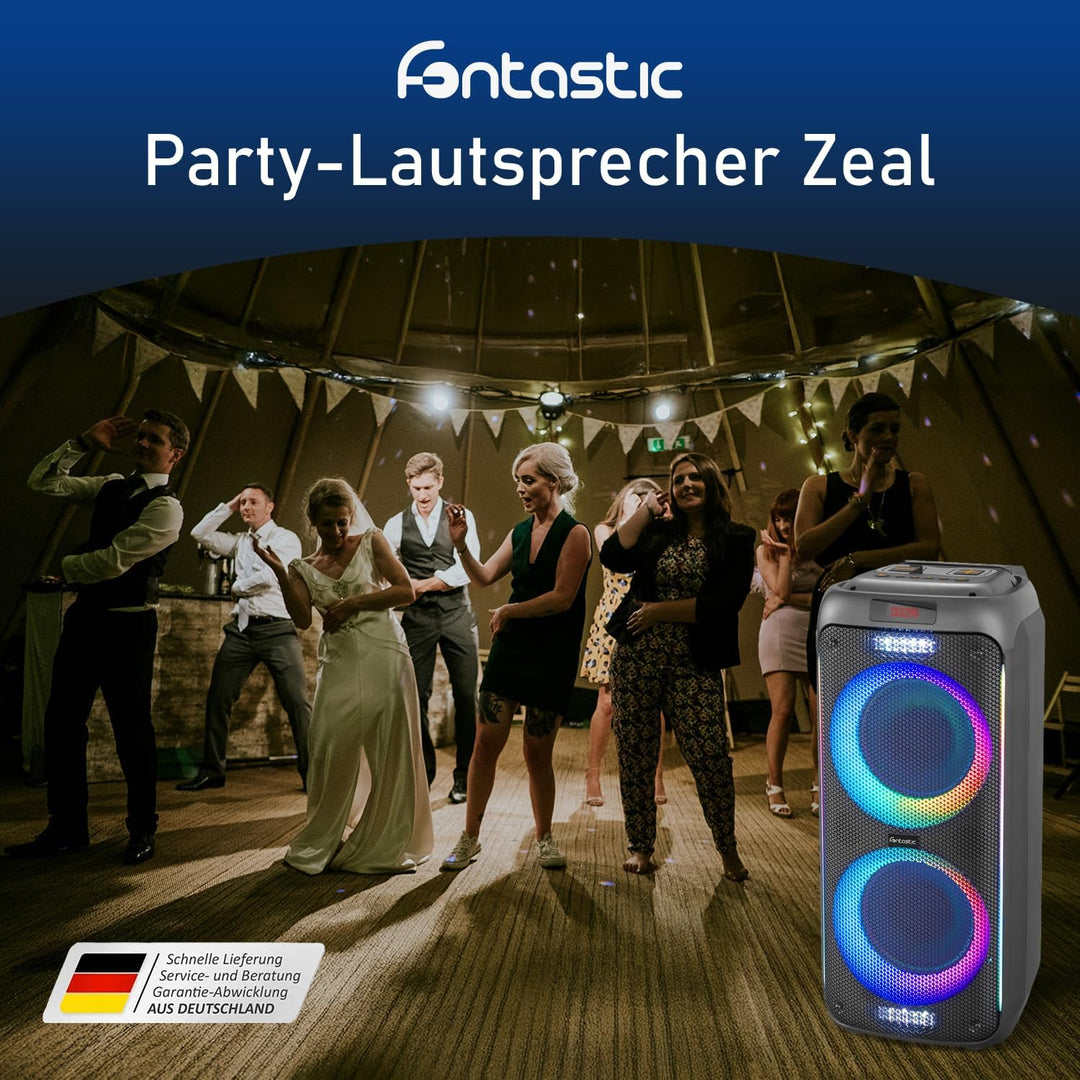 Fontastic Party-Lautsprecher Zeal - Bluetooth Lautsprecher mit USB-Wiedergabe, AUX und MicroSD - Kar