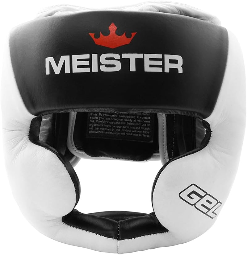 Meister MMA Herren Gel Fullface Training Kopfschutz Boxen & Muay Thai Weiss / Schwarz XXL, Weiss / S