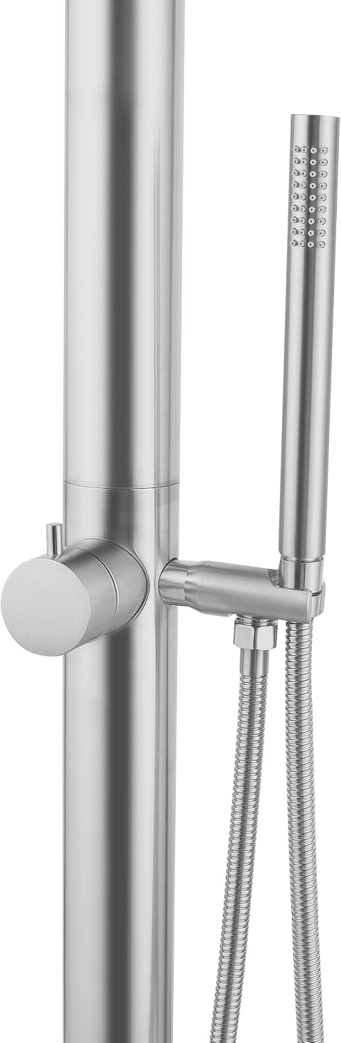 Edelstahl Gartendusche Premium Sensation 220 cm Outdoor Dusche mit Regenduschkopf Ø20 cm &amp; Handbraus