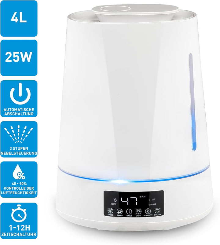 Grundig Luftbefeuchter und Aroma Diffuser 4L - Diffuser Ätherische Öle - Humidifier mit Hygrometer u