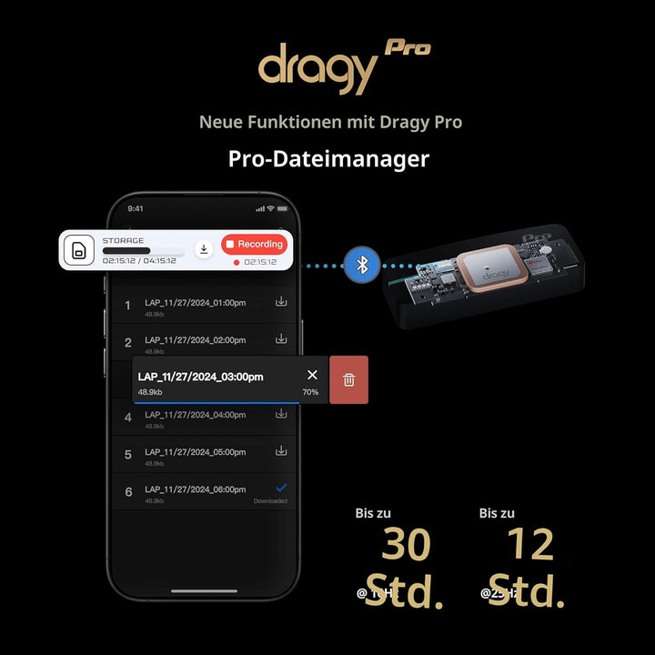 Dragy Pro, professionelles 25 Hz GPS-Leistungsmesser, mit integriertem Speicher und 6-Achsen-IMU-Bew