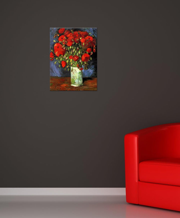 Bilderdepot24 Bild auf Leinwand | Vincent van Gogh - Vase mit roten Mohnblumen in 60x80 cm als Wandb
