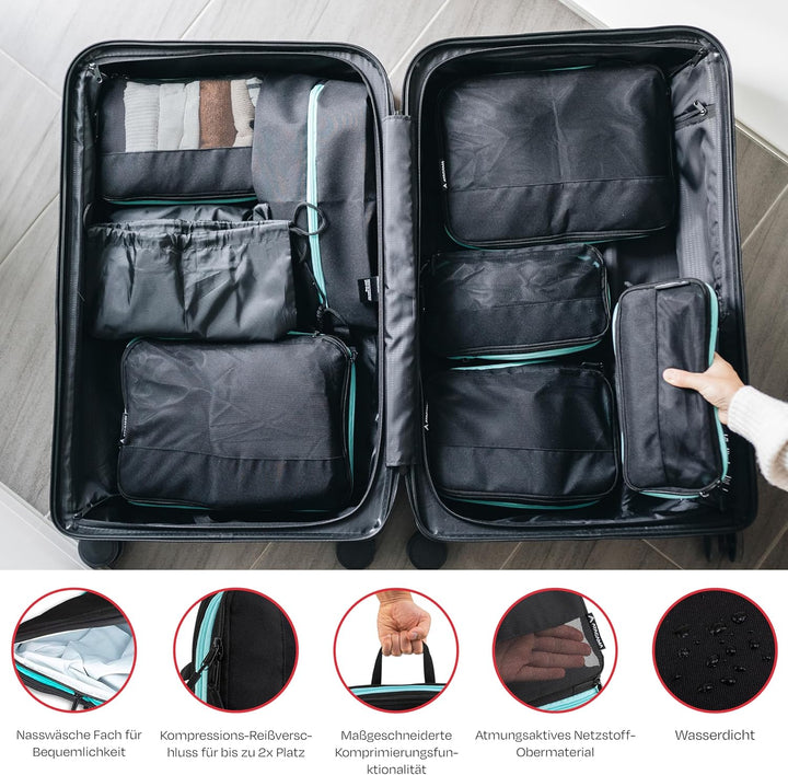Atacama Premium Kompressions-Packwürfel-Set: Reissverschluss & Dual-Taschen, Packtaschen mit Kompres