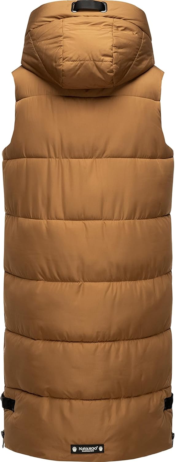 Navahoo Damen ärmellose Lange Outdoorweste warme Winterjacke Schnuffelchen XS-3XL M Camel, M Camel