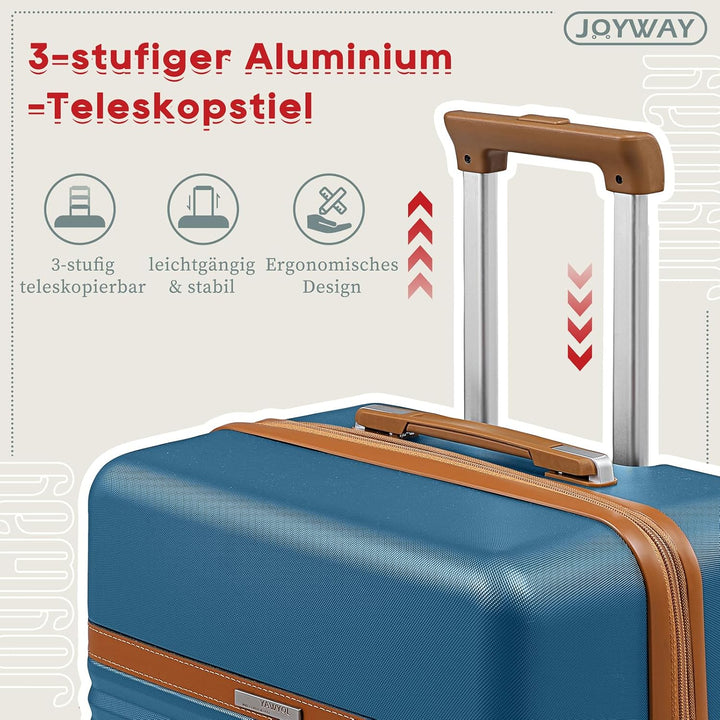 Joyway Kofferset 3 Teilig von ABS Hartschalen Erweiterbar Trolley Kofferset mit 4 Rollen und TSA Sch