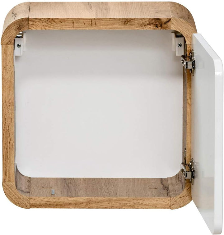Lomadox Badmöbel Hängeschrank LUTON-56 Hochglanz weiss B/H/T ca. 35/35/22 cm, Weiss Wall Cabinet 35