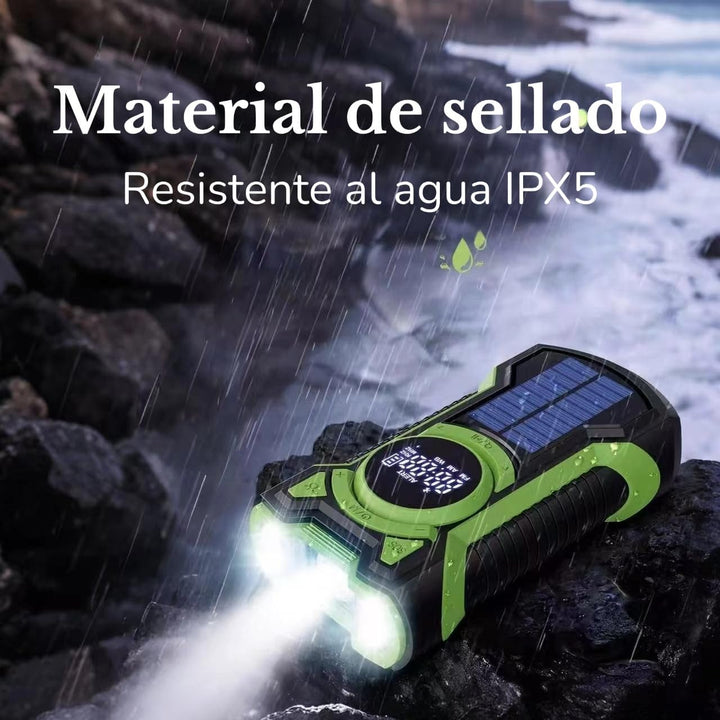 Solarradio Survival, Handkurbel-Dynamo, AM/FM, Notfall-Wetterradio, 5000 mAh, wiederaufladbar, USB-T
