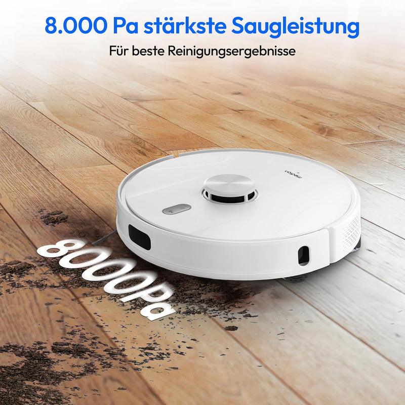 MEDION Saugroboter mit Lasernavigation und Wischfunktion X41 SW (Starke 8000Pa Saugkraft, 2in1 Robot