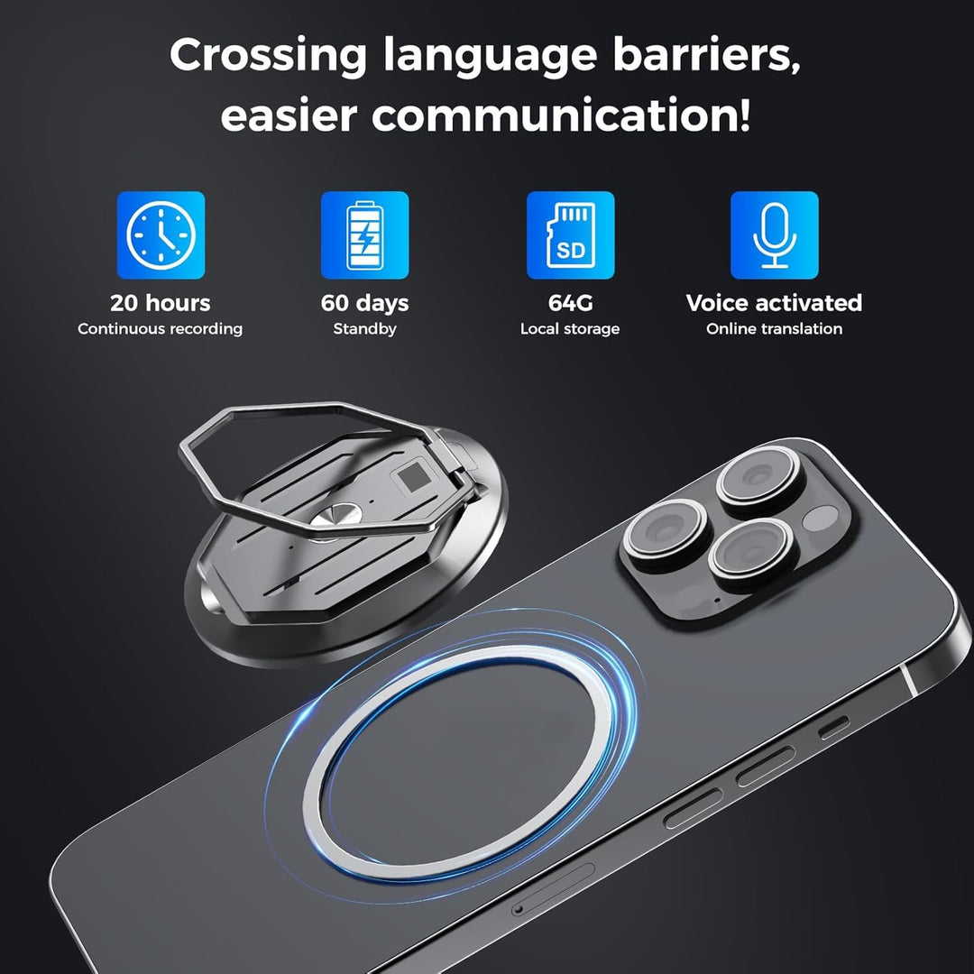 AI Digital Voice Recorder, 64 GB Recording Device with ChatGPT 4o for Transcribing and Summarizing f