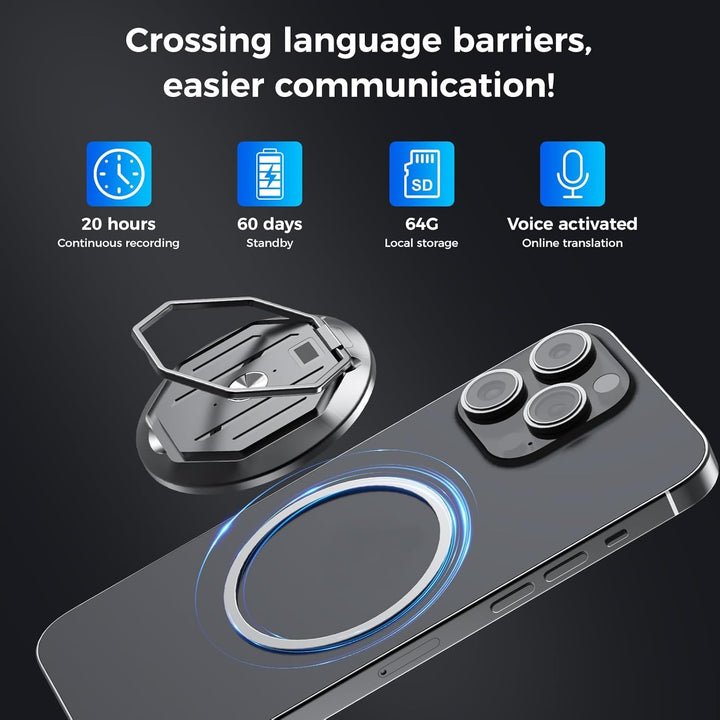 AI Digital Voice Recorder, 64 GB Recording Device with ChatGPT 4o for Transcribing and Summarizing f