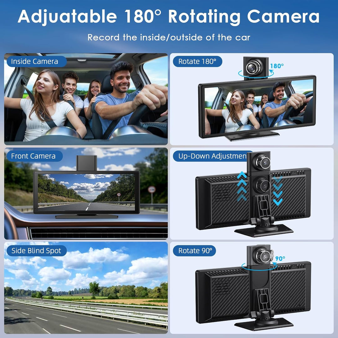 9,26 Zoll Apple Carplay Display & Android Auto Display mit Drehbare 4K Dashcam/Rückfahrkamera 1080P