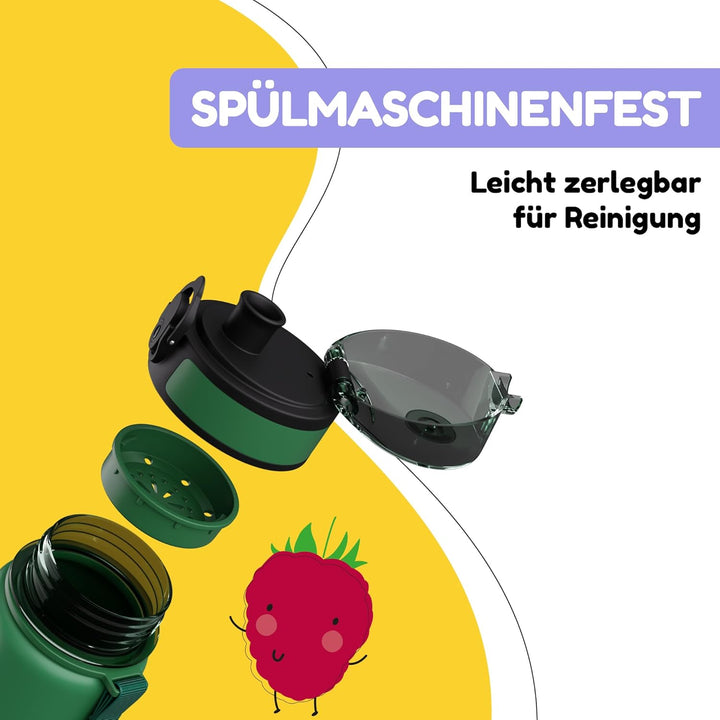 schmatzfatz Trinkflasche Kinder 500ml - Auslaufsicher, BPA-frei, 1-Klick-Verschluss, Tritan, Kinderf