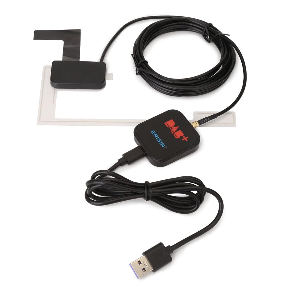 Erisin DAB+ Antenne DAB+ Scheibenantenne mit Empfänger Verstärker Antenne DAB Adapter für Autoradio