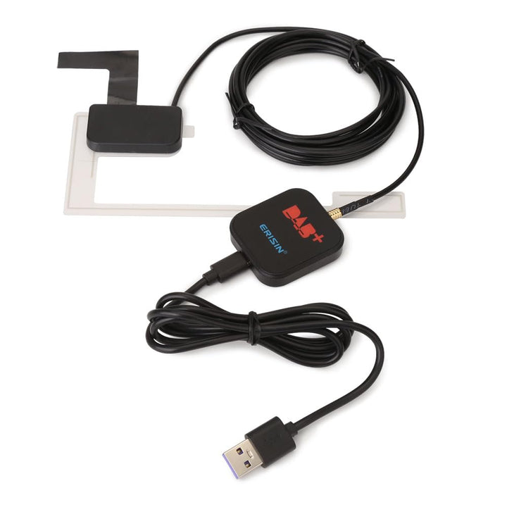 Erisin DAB+ Antenne DAB+ Scheibenantenne mit Empfänger Verstärker Antenne DAB Adapter für Autoradio