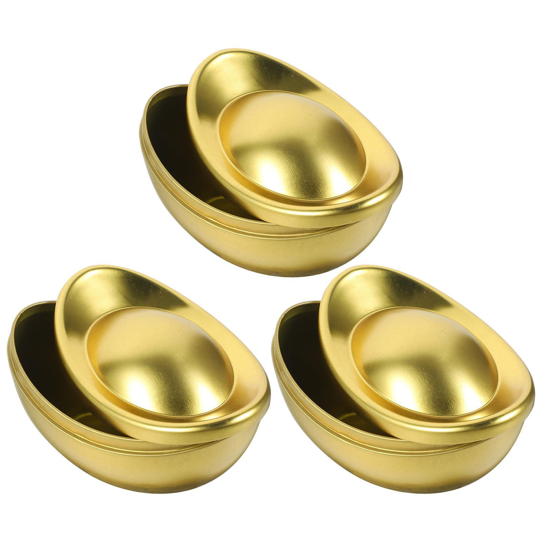 Gadpiparty 3 Stück Goldfarbene Bonbondose aus Weissblech im Barrenform Design Leichte und Strapazier
