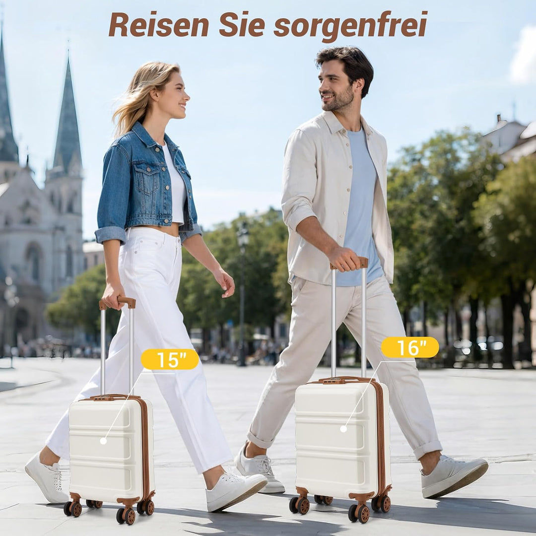 KONO Handgepäck Koffer mit abnehmbaren Rollen, 40x30x20 cm ohne Rollen, Leichter Kabinen-Koffer klei
