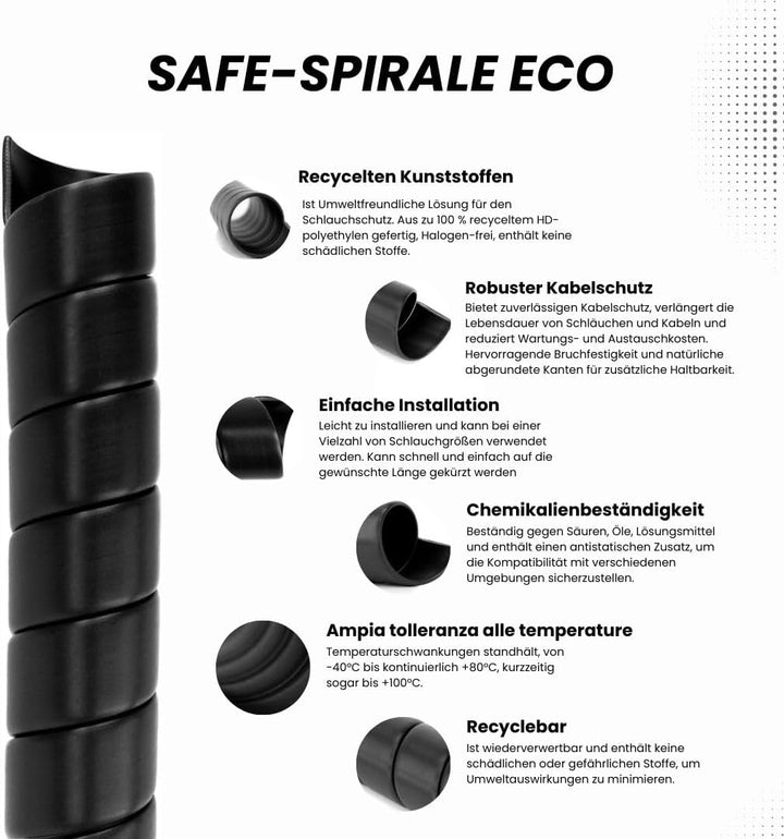 Safeplast Safe-Spirale ECO Kabelschutz Schlauchschutz-Spirale Ø 20 mm, Kabelspirale Schutzrohr zur B