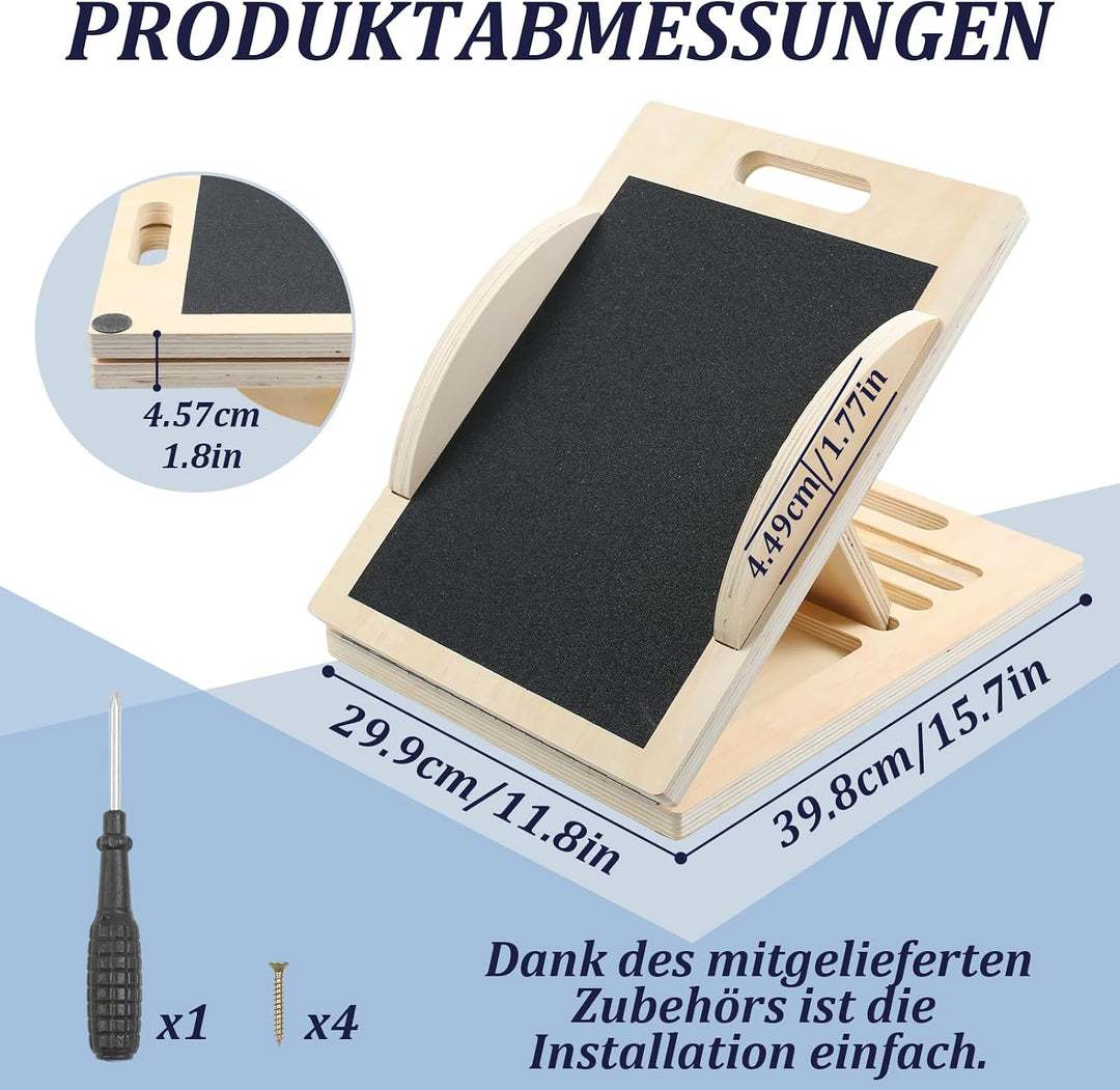 2-in-1 Wadendehner Schrägbrett & Balance Board aus Holz, Verstellbares Neigungsbrett Gleichgewichtsb