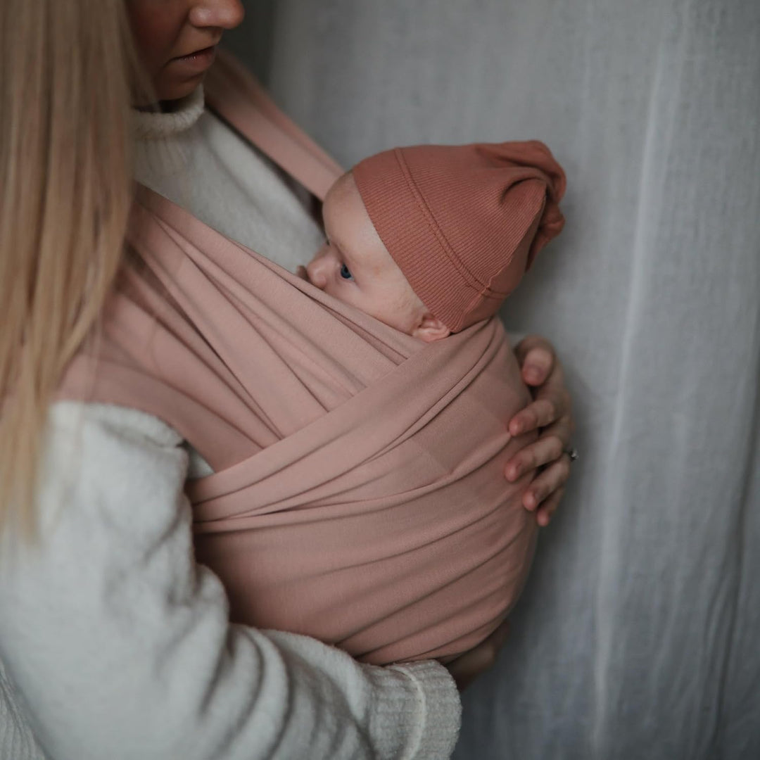 Mushie Tragetuch für Neugeborene & Babys | 100% Bio-Baumwolle | Mit einer integrierten Tasche | von