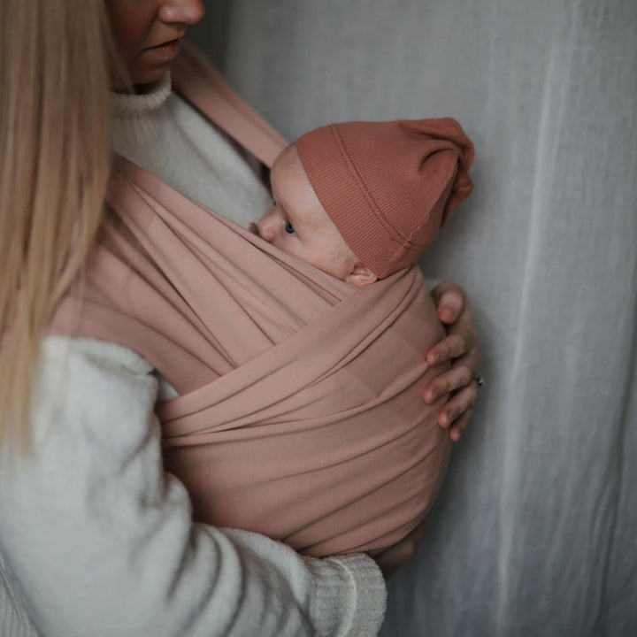 Mushie Tragetuch für Neugeborene & Babys | 100% Bio-Baumwolle | Mit einer integrierten Tasche | von