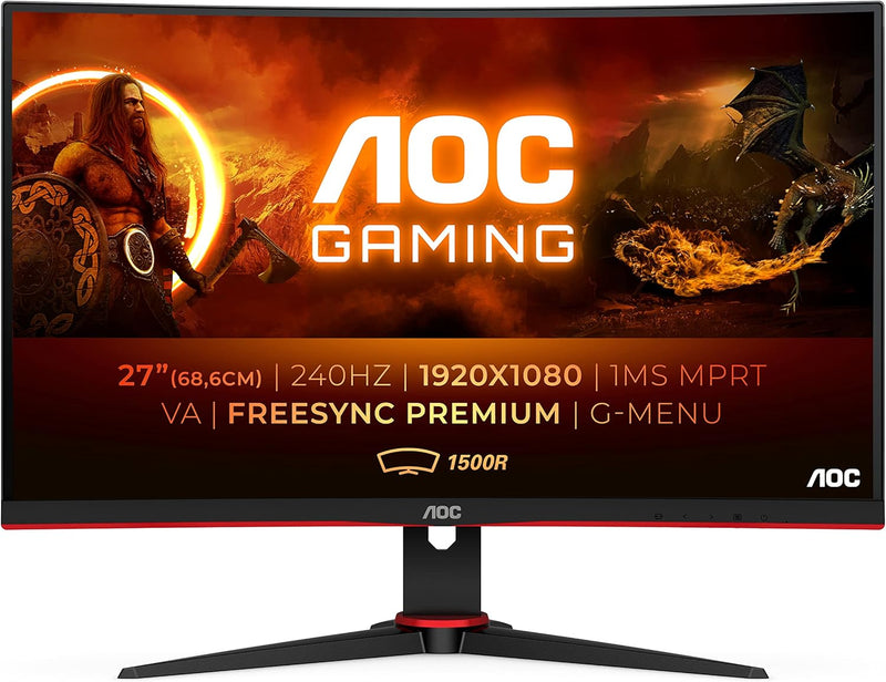 AOC Gaming C27G2ZE - 27 Zoll FHD Curved Monitor, 240 Hz, 0.5ms, FreeSync Premium (1920x1080, HDMI, D