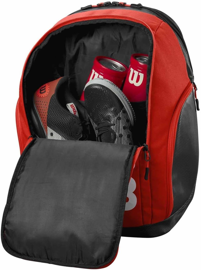 Wilson Padel-Rucksack Tour Pro Staff, Für bis zu 2 Schläger, Schwarz/Rot