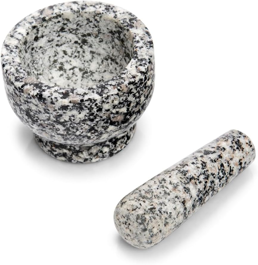 Zeller Mörser und Stössel-Set, Granit, grau, ca. 9 x 9 x 6,5 cm 9 x 9 x 6,5 cm Grau, 9 x 9 x 6,5 cm