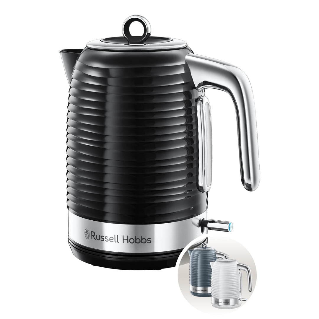 Russell Hobbs Wasserkocher [1,7l, 2400W] Inspire Schwarz mit hochwertiger Hochglanz-Struktur (Schnel