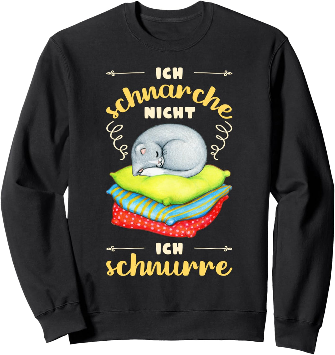 Schlafshirt Katze Damen, ich schnarche nicht, ich schnurre Sweatshirt