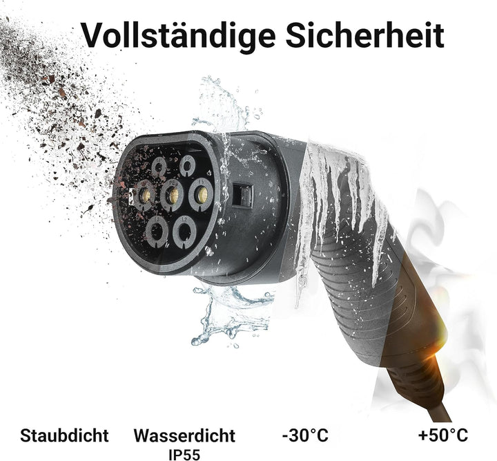 Green Cell® GC Typ 2 Ladekabel für EV Elektroautos PHEV | 22kW | 32A | Typ 2 auf Typ 2 | 5 Meter | 3