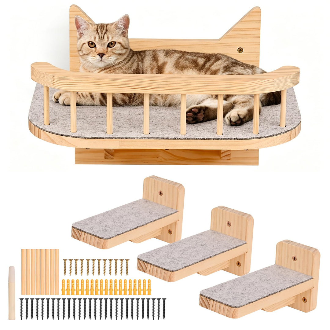 Wand montierte Katze Hängematte Katze Wandregale mit 3 Schritten, Katze Regale und Sitzstangen für W