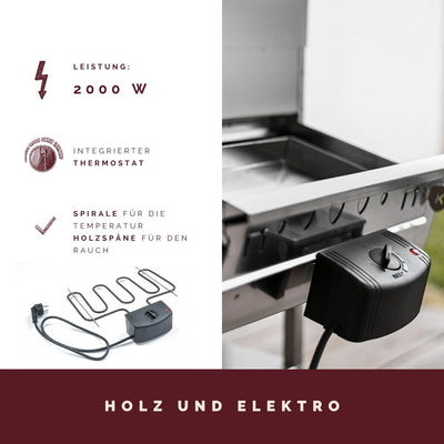 KAISER COMPANY '100' Hochwertiger Elektrischer Räucherofen/Räucherschrank aus Edelstahl I Tragbarer