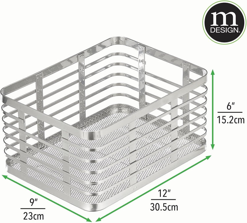 mDesign Allzweckkorb für das ganze Zuhause – tragbarer Aufbewahrungskorb aus Metall für Küche, Vorra