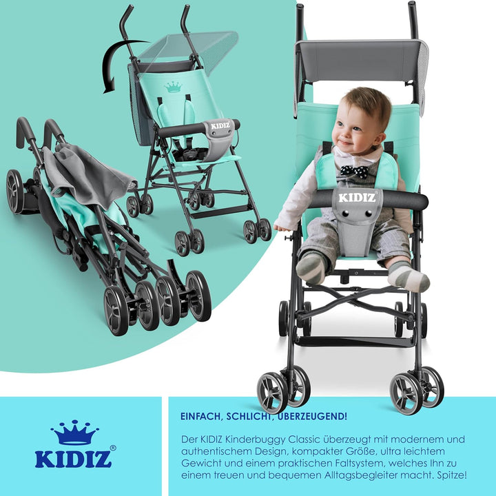 KIDIZ® Kinderwagen CITY Buggy Kinderbuggy klappbar Sportwagen Faltbar 360° 4-Zoll-Räder Inkl. Sonnen