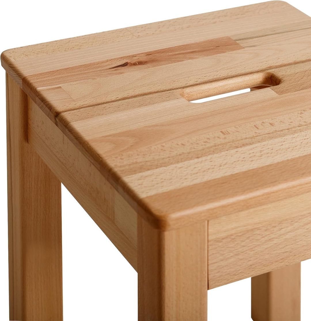 Krok Wood Hocker Tomas aus Massivholz 35x35x45 cm (Buche, 1x mit Eingriff) 1x mit Eingriff Buche, 1x