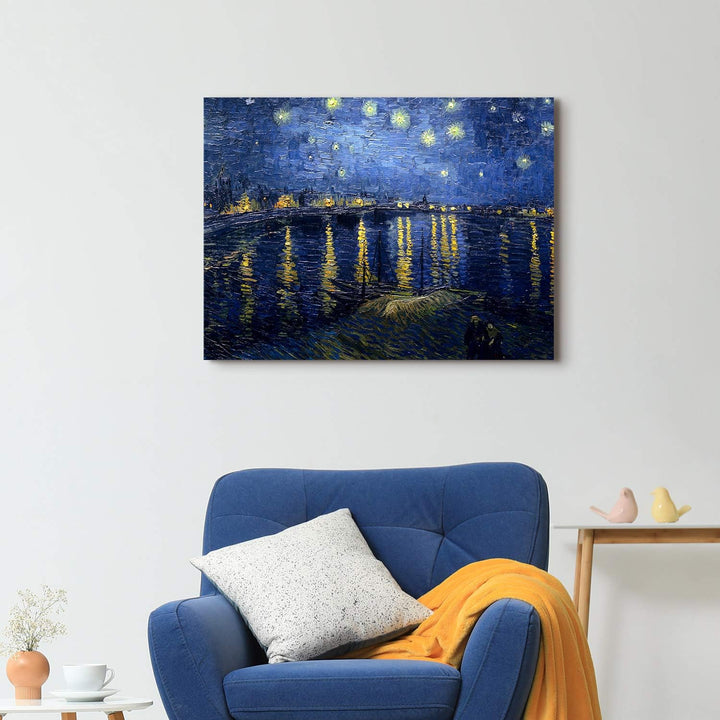 PICANOVA – Vincent Van Gogh Starry Night Over The Rhone 80x60 cm – Bild auf Leinwand – Leinwandbild