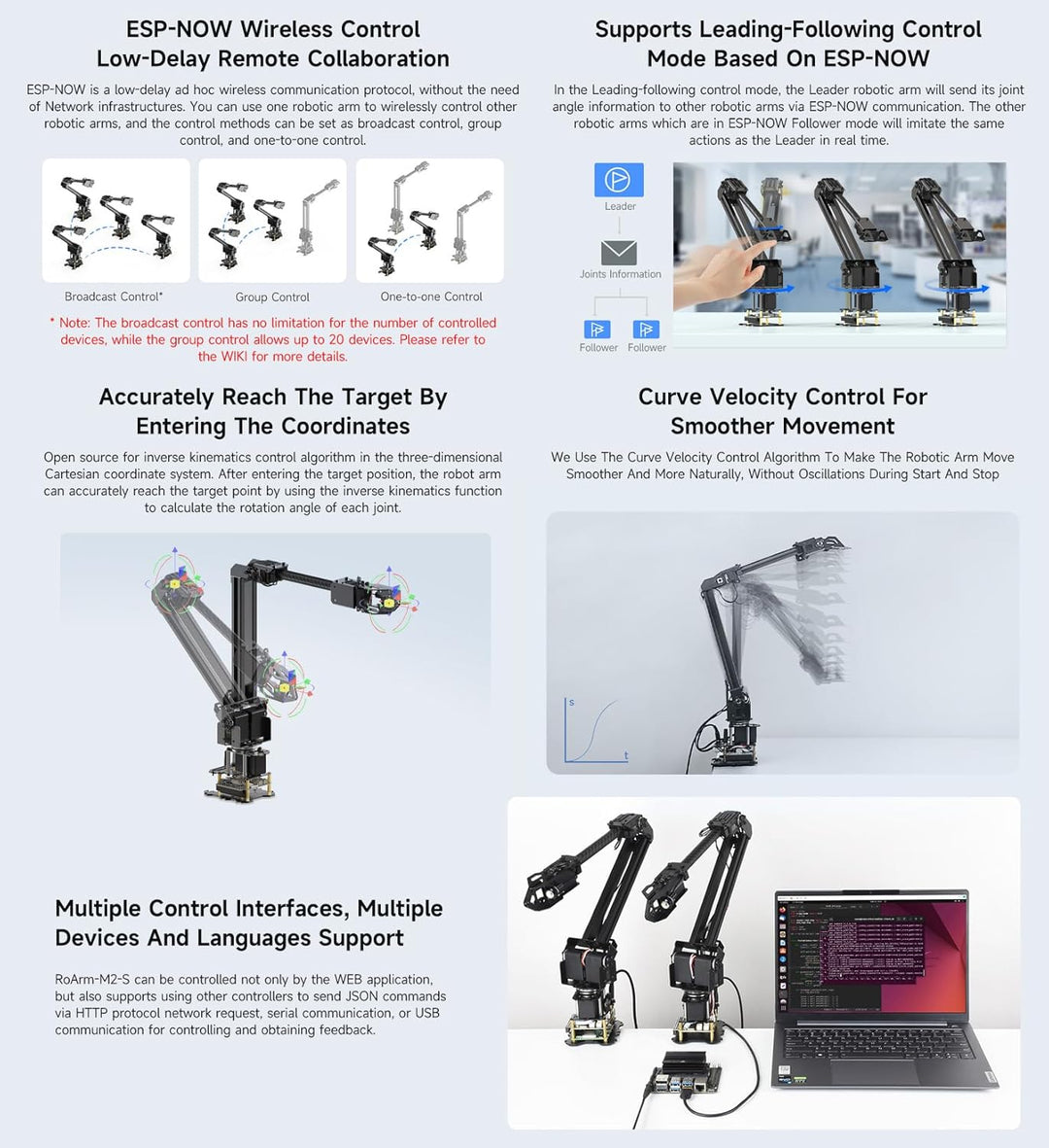 Waveshare Desktop Robotic Arm Kit-Lightweight Strong Load 4-DOF Support Expansion & 2nd Development