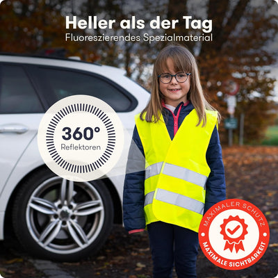 PURAHELP Warnweste Kinder (5-12 Jahre) Sicherheitsweste (10 Stück) für den Schulweg, Fahrrad, Auto -