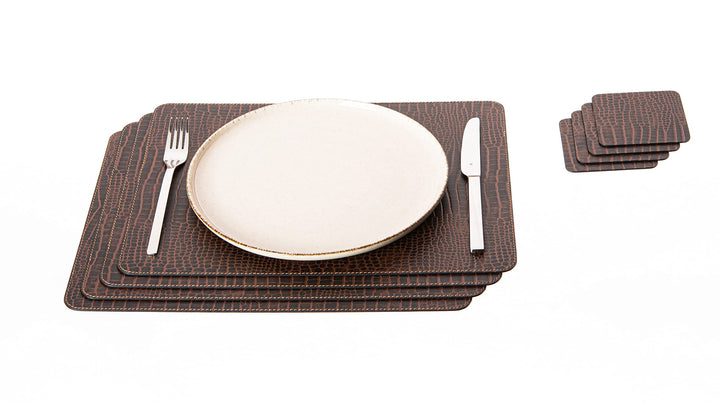 Nikalaz Platzsets und Untersetzer (4er Set) aus recyceltem Leder, Tischsets, 4 Stück Platzsets und 4