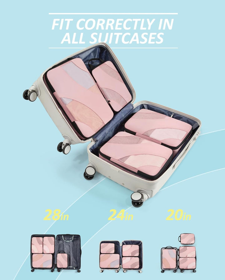 BAGSMART Packing Cubes Compression 4 Stück, Packwürfel Kompression Koffer Organizer Set, Travel Esse