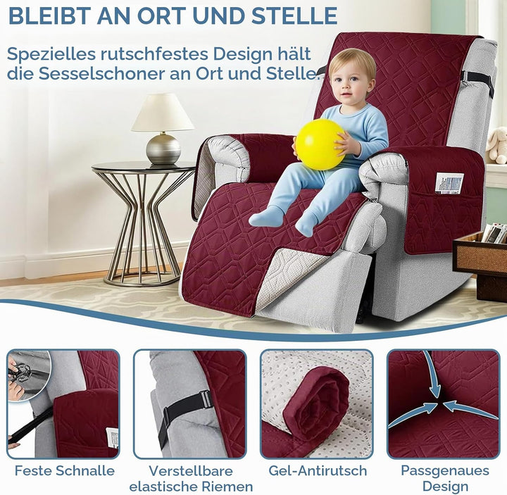 aolceth Sesselschoner für Fernsehsessel, 100% Wasserdicht Sesselbezug für Relaxsessel, Anti-Rutsch A