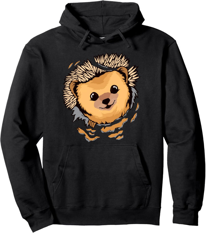 Igel schaut durch zerrissene Kleidung Igel Pullover Hoodie
