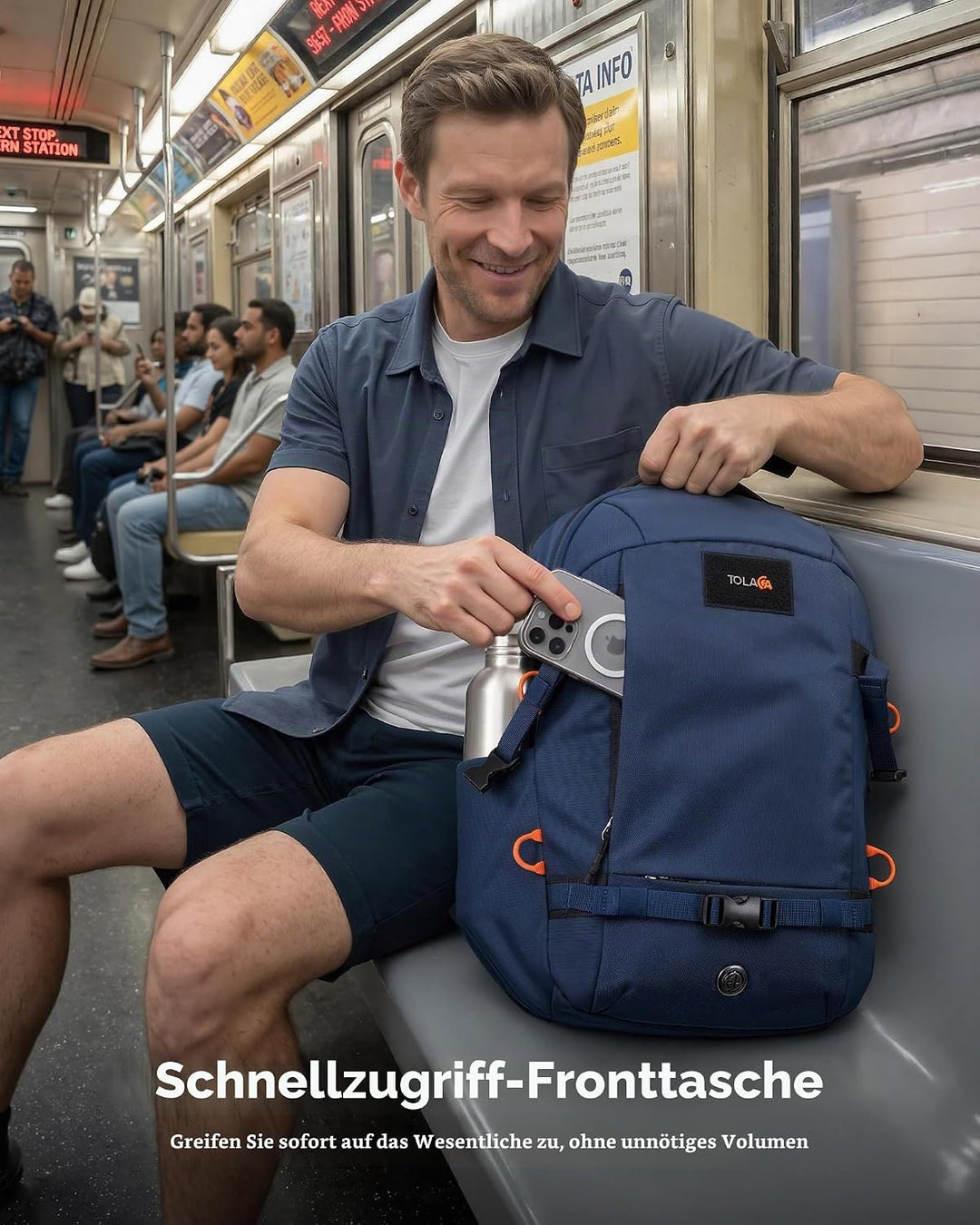 Tolaccea Reiserucksack 30L Damen Herren, Handgepäck Rucksack 16 Zoll Laptop | Nachhaltiges RPET. 180