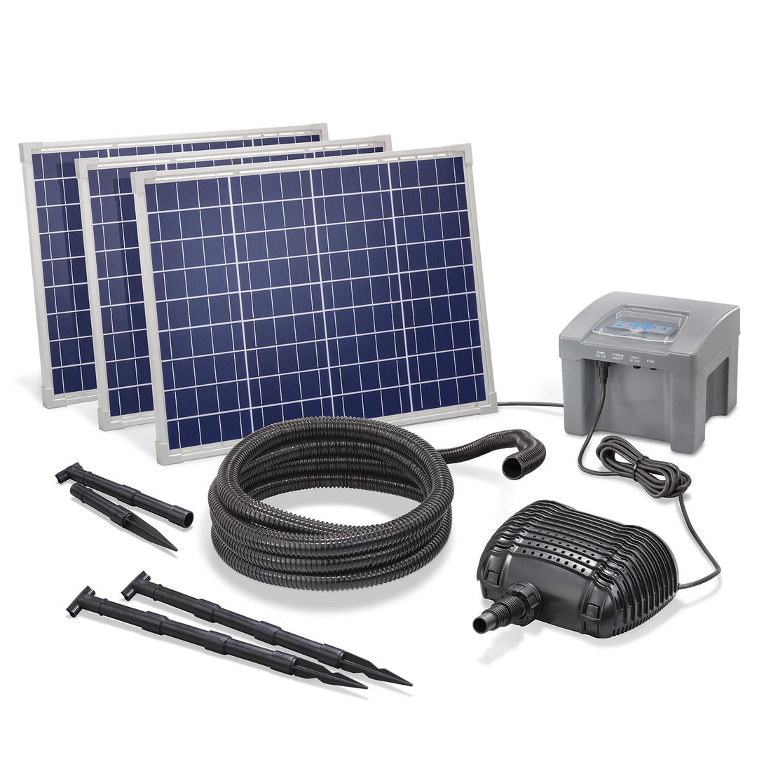 Esotec Solar Bachlaufpumpenset mit Akku 150/4200 proBatt, Solar Bachlaufpumpe 4200 l/h 12 VDC, Teich