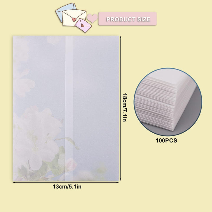 100 Stück Pergamentpapier für Einladungen, 13x18cm Vorgefaltet Vellum Paper Pergamenthüllen für Hoch