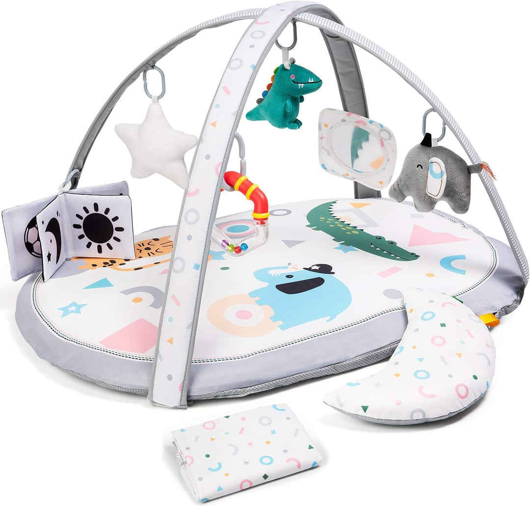 Lupantte Baby Spieldecke,Spielbogen Baby 2 Austauschbaren Bezügen,Spielmatte mit Spielbogen Abnehmba