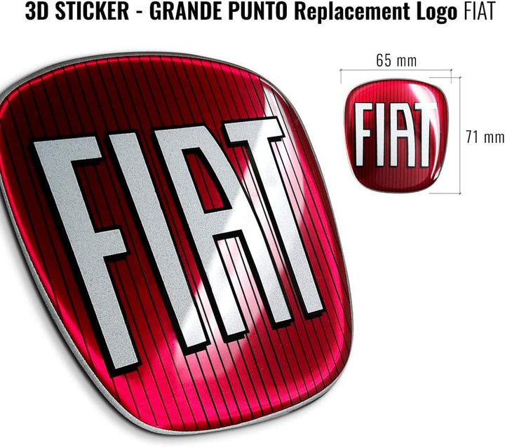 AMS 32015 Aufkleber FIAT 3D Ersatzteil Logo vorne + hinten für Grande Punto, rot