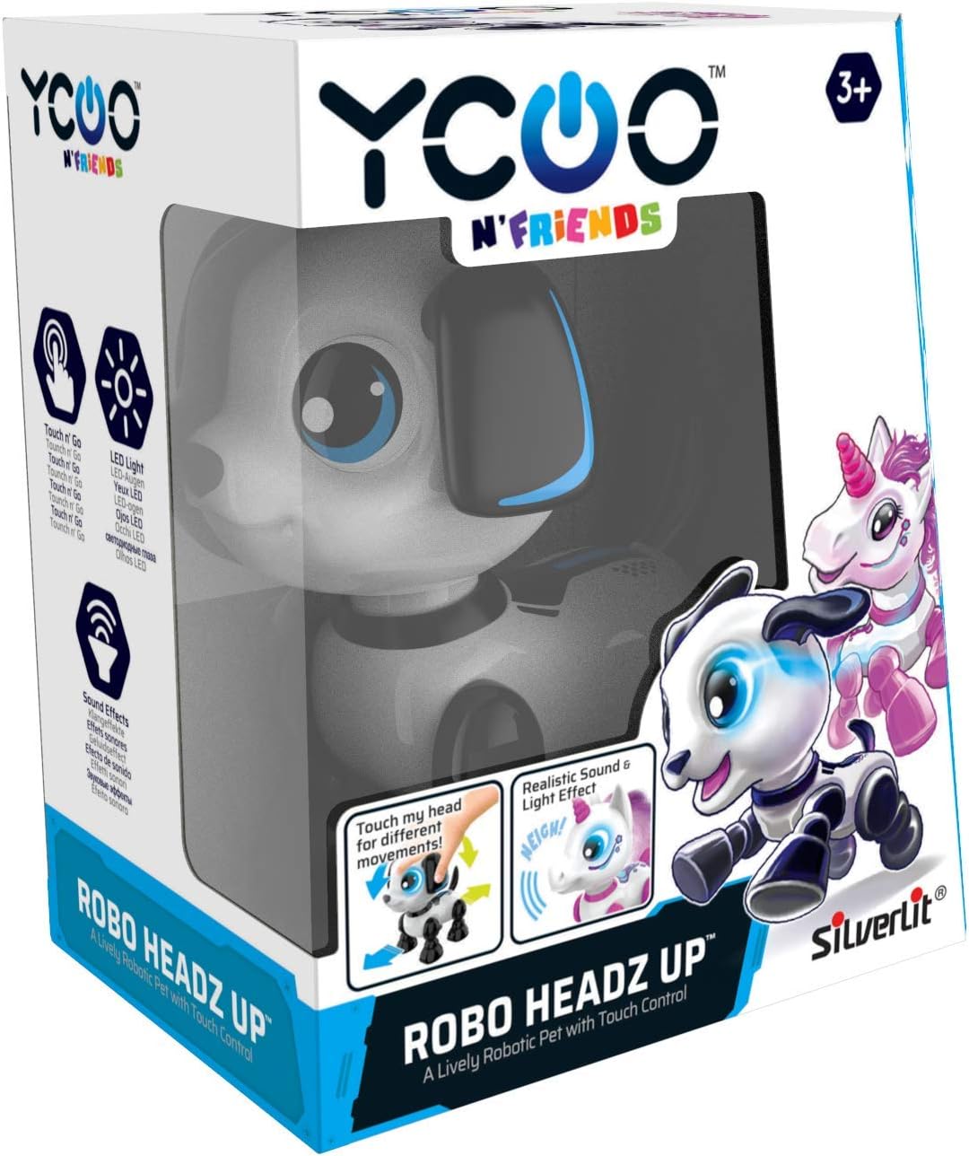 Silverlit YCOO 88524 ROBO HEADZ UP Hund by, Welpen Roboter, Ton- und Lichteffekte, Roboter für Kinde