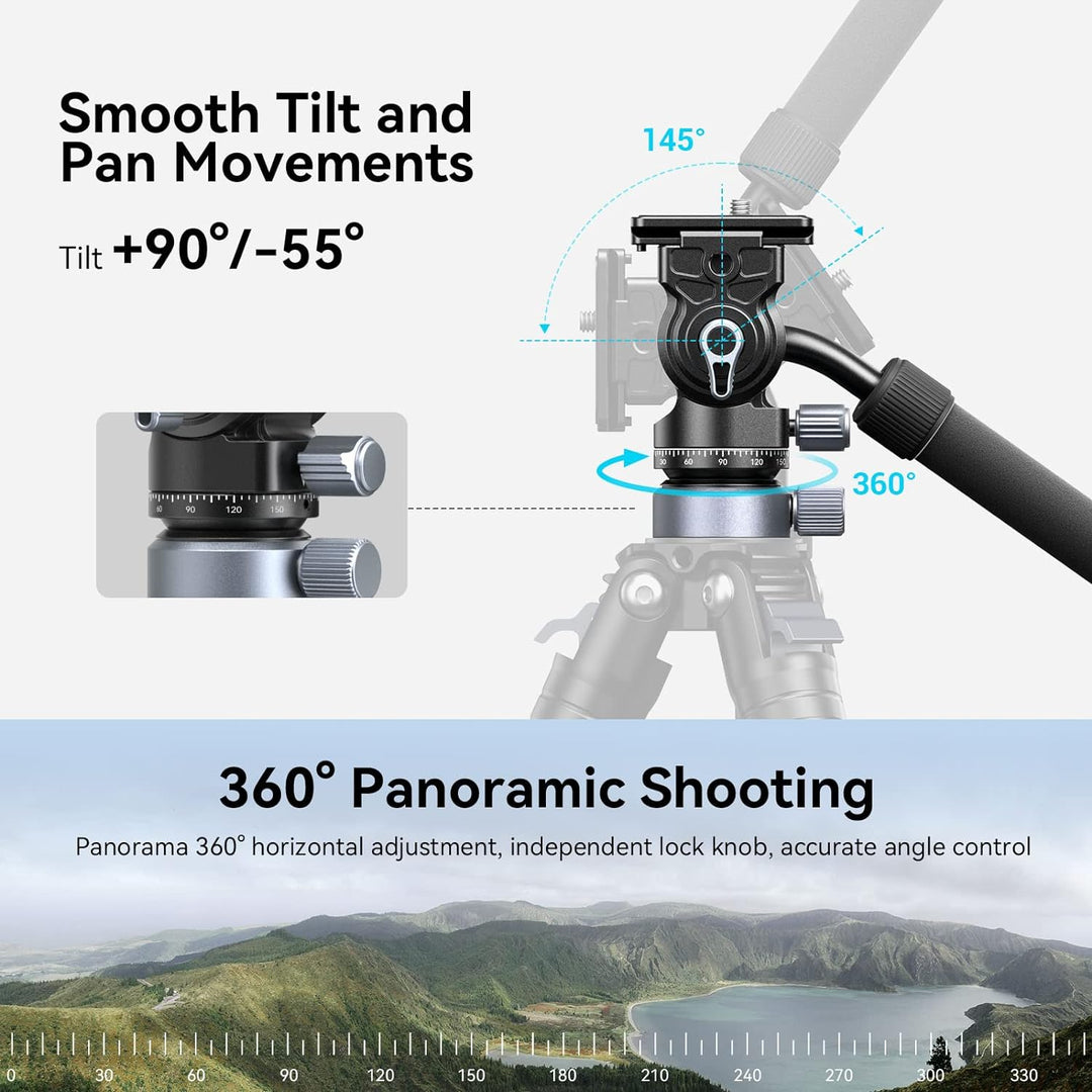 SMALLRIG Stativ Fluid Videokopf Video Head Mount Plate CH20 mit Schnellwechselplatte für Arca Swiss，
